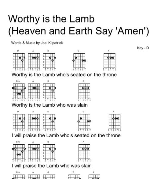 Icon - guitar chart Worthy is the Lamb
